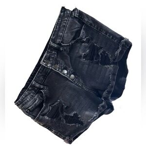 KanCan Women's Black Distressed Denim Shorts